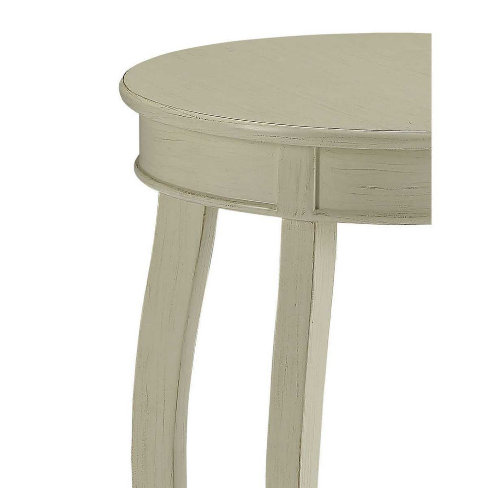 24 Inch Round Side Table With Open Bottom Shelf, White  By Benzara | Side Tables |  Modishstore  - 2