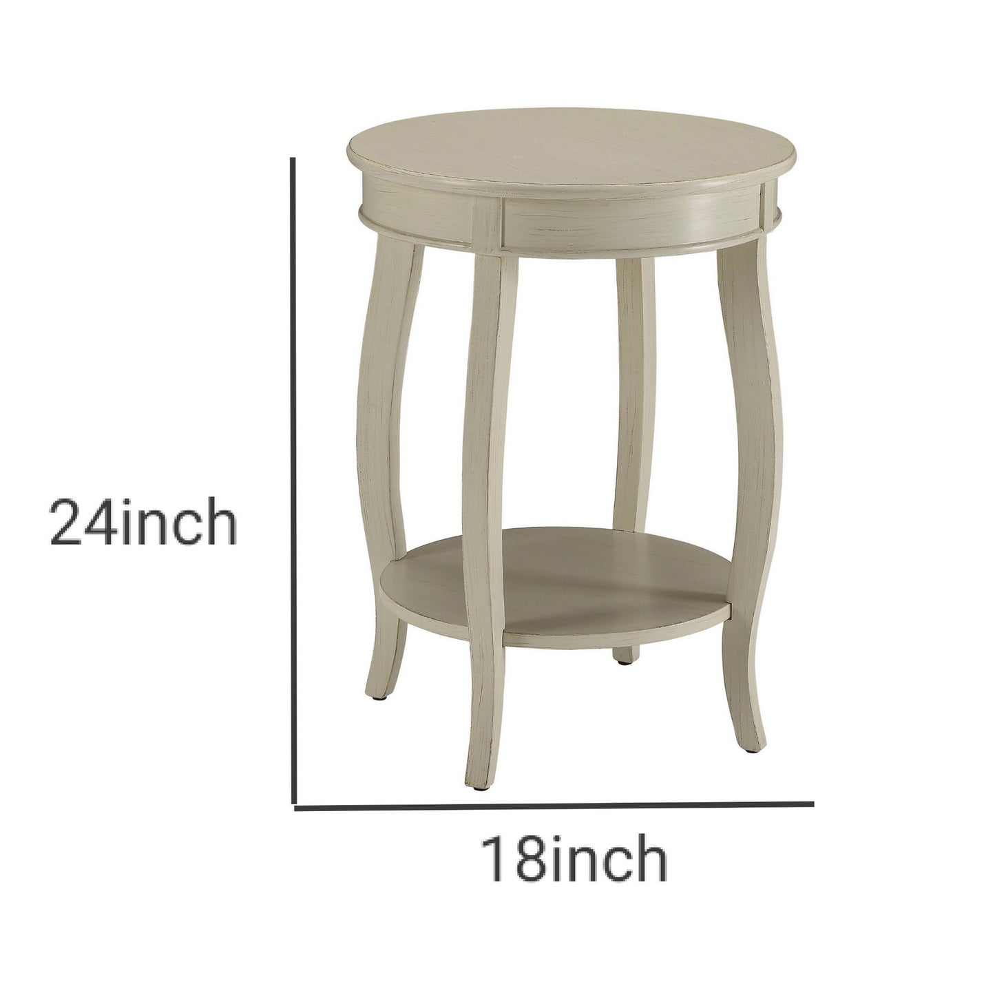 24 Inch Round Side Table With Open Bottom Shelf, White  By Benzara | Side Tables |  Modishstore  - 5
