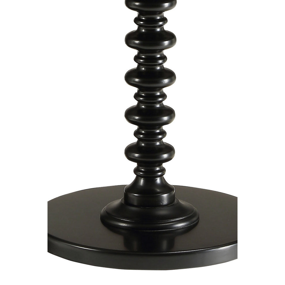 22 Inch Round Wooden Side Table With Turned Base, Black By Benzara | Side Tables | Modishstore - 4