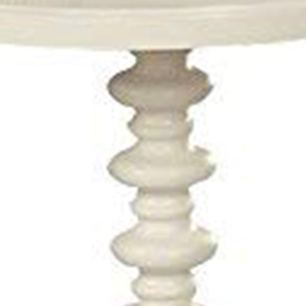 22 Inch Round Wooden Side Table With Turned Base, White  By Benzara | Side Tables |  Modishstore  - 5