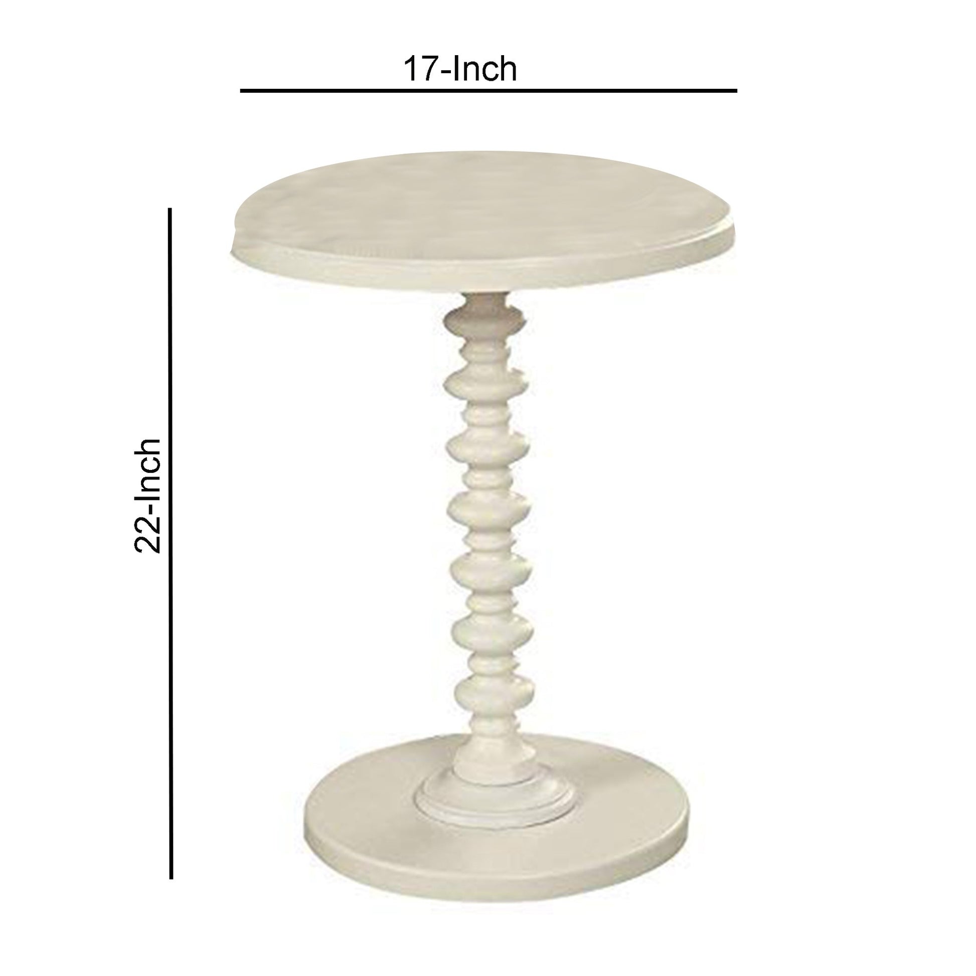 22 Inch Round Wooden Side Table With Turned Base, White  By Benzara | Side Tables |  Modishstore  - 2