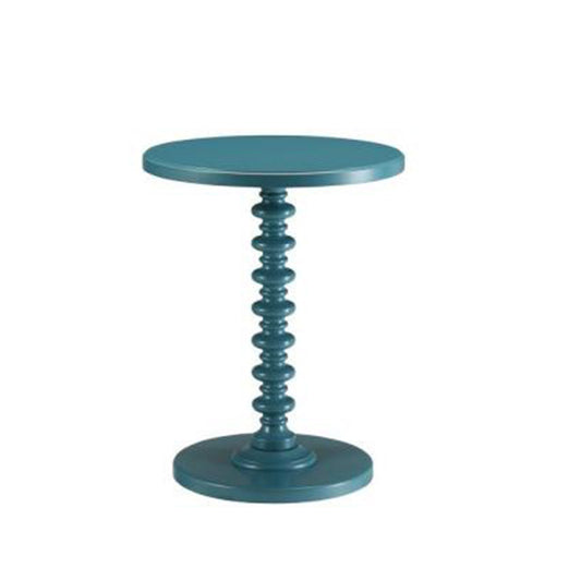 Astonishing Side Table With Round Top, Teal Blue  By Benzara | Side Tables |  Modishstore 