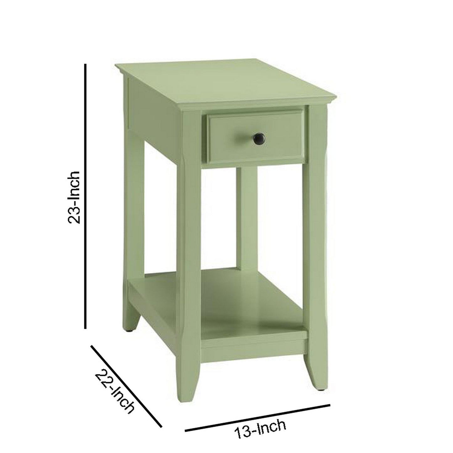 23" Rectangular Wooden Side Table With 1 Drawer, Green  By Benzara | Side Tables |  Modishstore  - 2