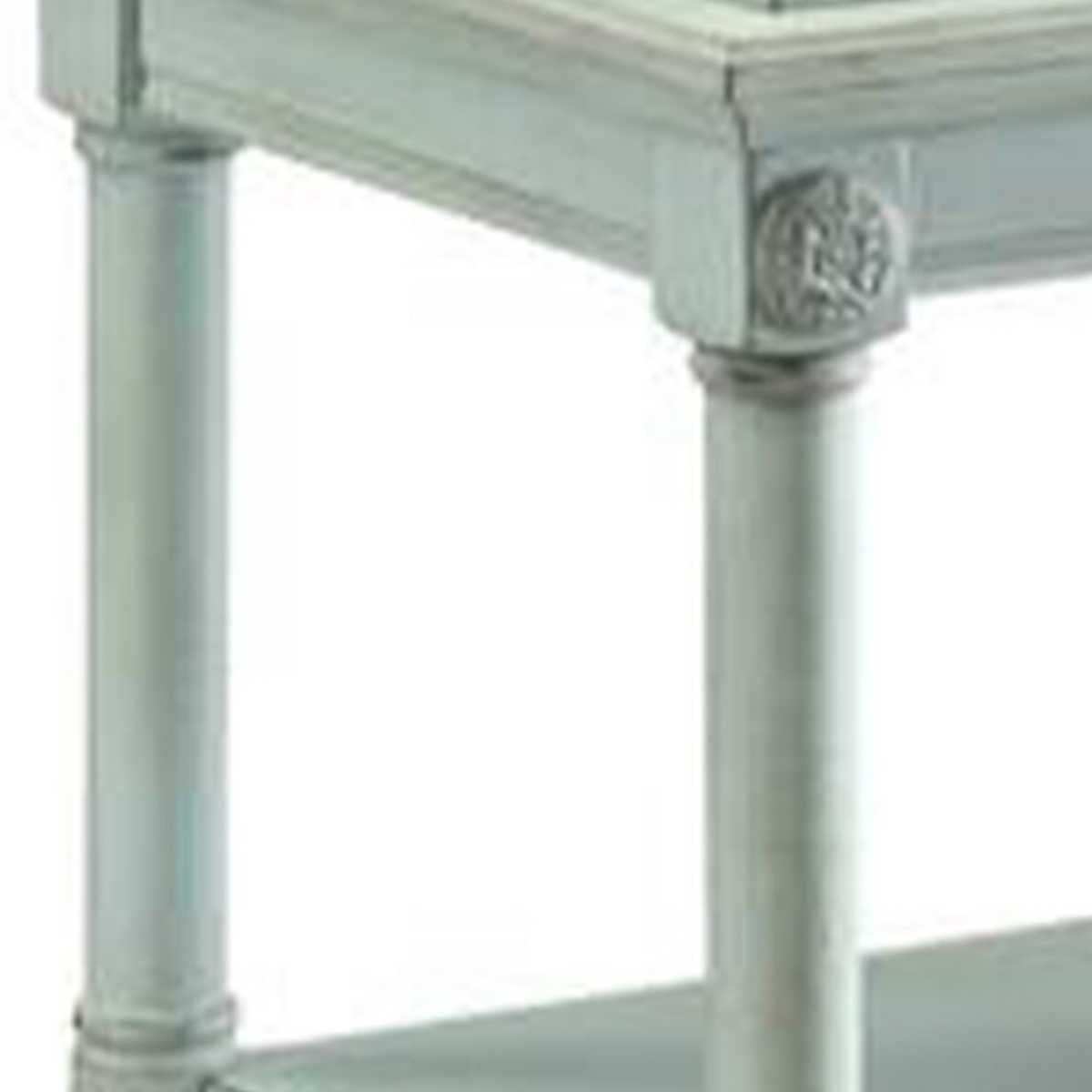 32 Inch 2 Tier Wooden Tray Table With Casters, Antique Gray  By Benzara | TV Tray Tables |  Modishstore  - 3