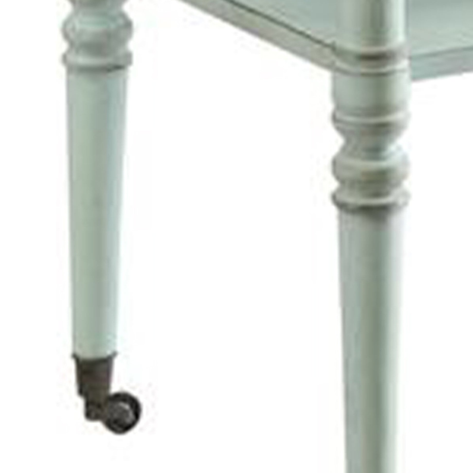 32 Inch 2 Tier Wooden Tray Table With Casters, Antique Gray  By Benzara | TV Tray Tables |  Modishstore  - 6