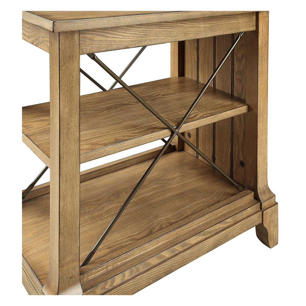 Wooden Side Table With 2 Compartments, Oak Brown  By Benzara | Side Tables |  Modishstore  - 3