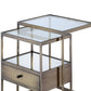Metal And Glass 2 Piece Nesting Table Set, Brown And Clear  By Benzara | Nesting Tables |  Modishstore  - 3