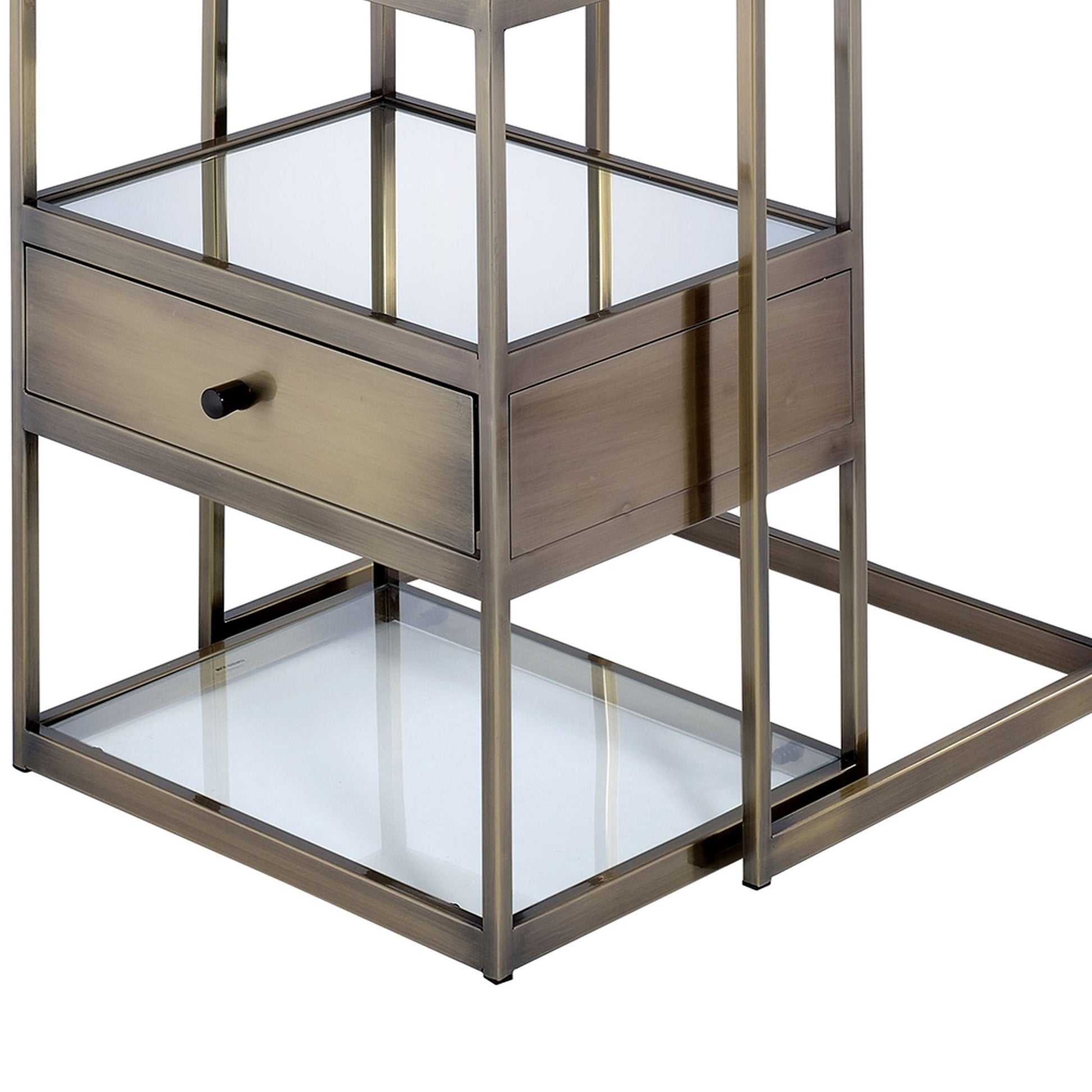 Metal And Glass 2 Piece Nesting Table Set, Brown And Clear  By Benzara | Nesting Tables |  Modishstore  - 5