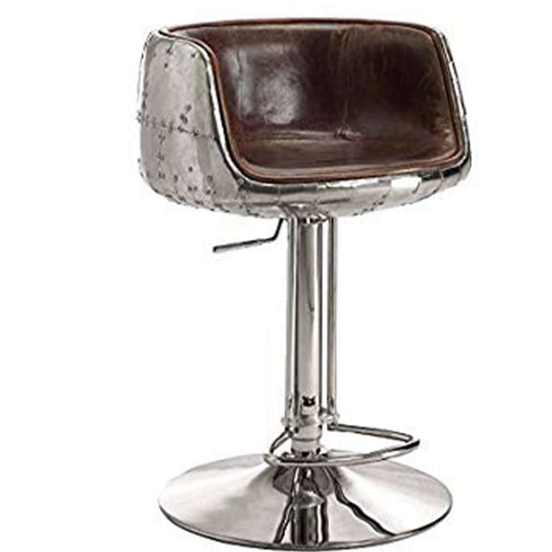 Comfy Adjustable Stool With Swivel, Vintage Brown & Silver  By Benzara | Bar Stools |  Modishstore 