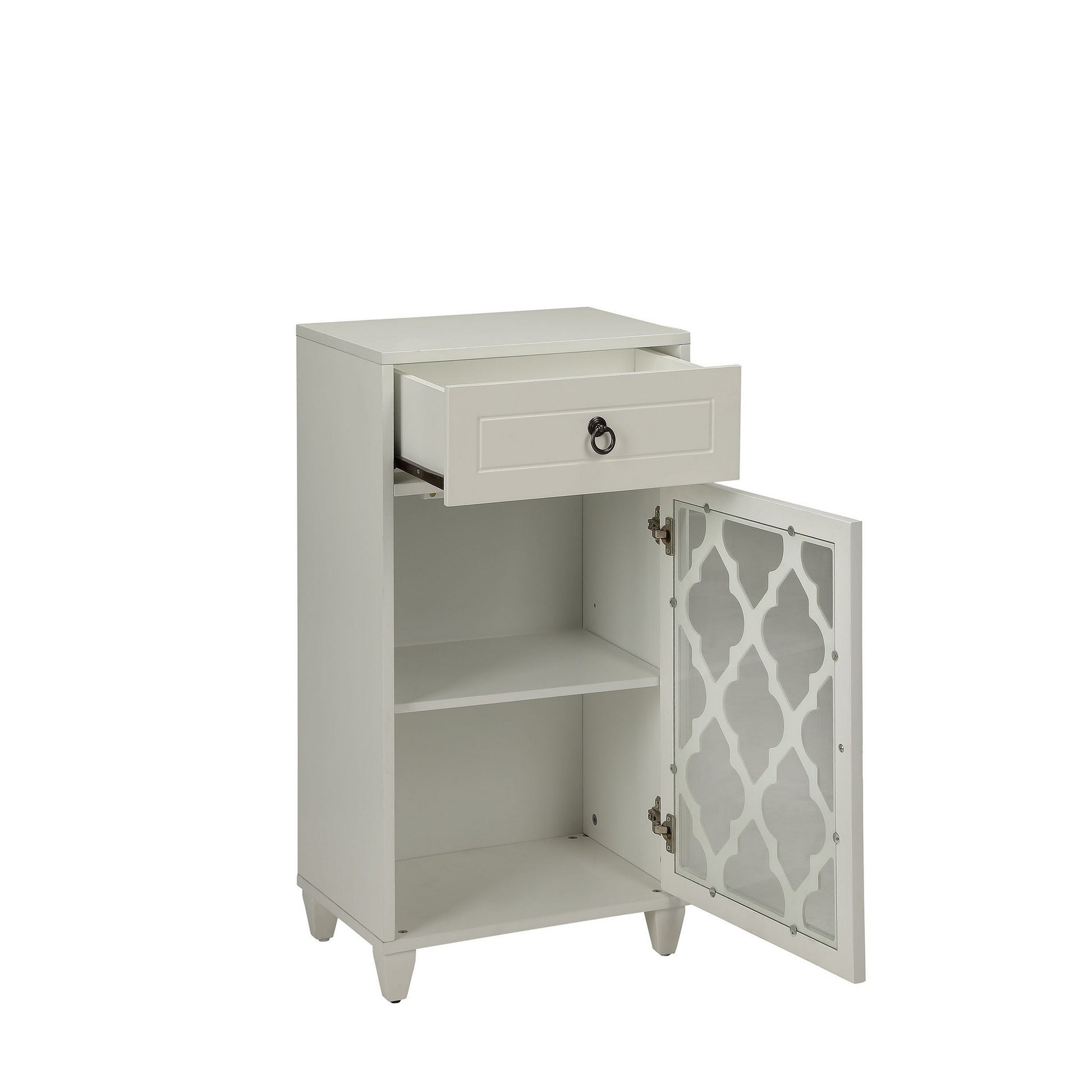 33 Inch Wooden Accent Cabinet With 1 Drawer, White  By Benzara | Cabinets |  Modishstore  - 3