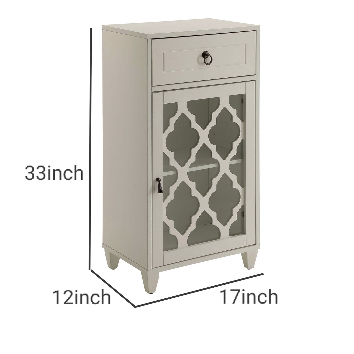 33 Inch Wooden Accent Cabinet With 1 Drawer, White  By Benzara | Cabinets |  Modishstore  - 5