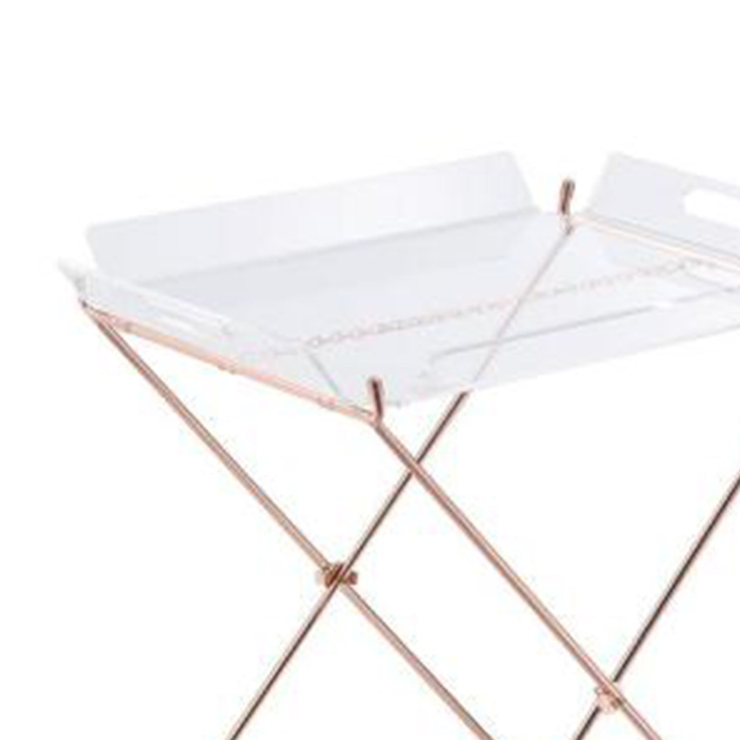 22 Inch Acrylic Tray Table With X Metal Base, Copper  By Benzara | TV Tray Tables |  Modishstore  - 2