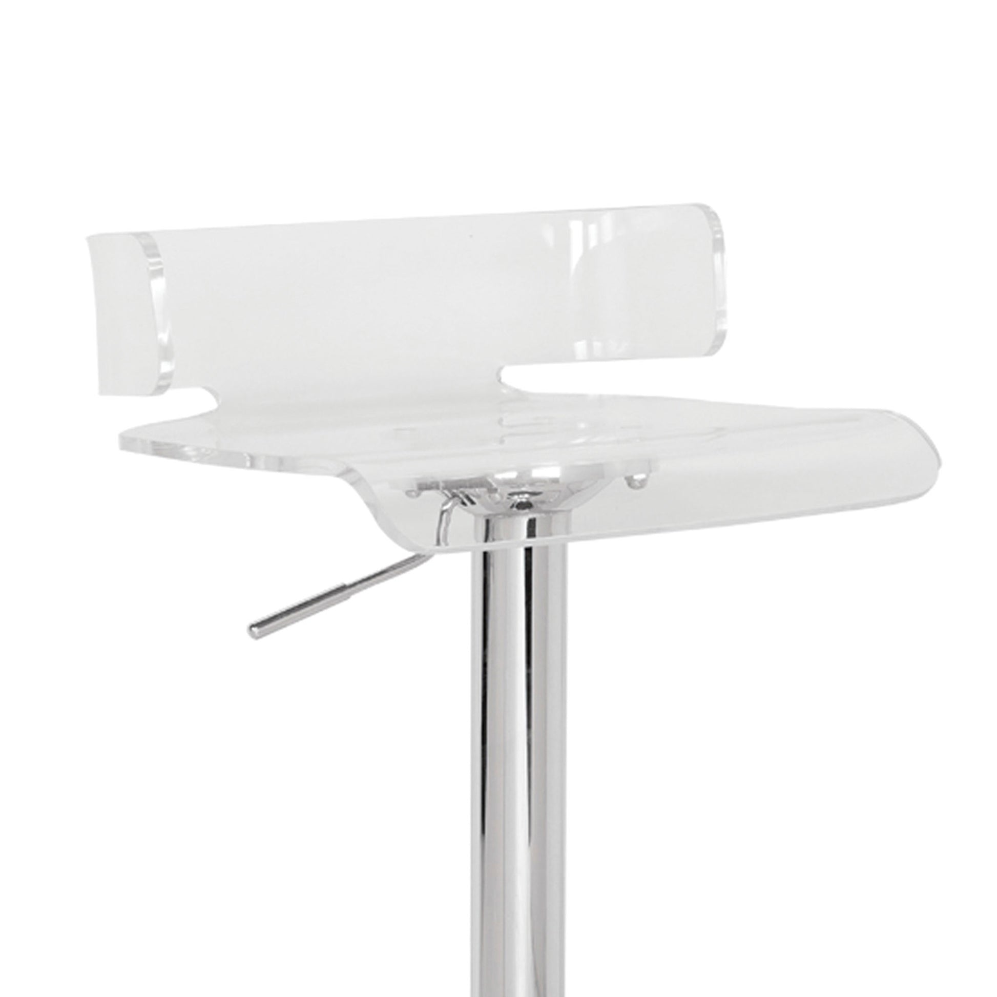 Smart Looking Adjustable Stool With Swivel, Clear & Chrome  By Benzara | Bar Stools |  Modishstore  - 4