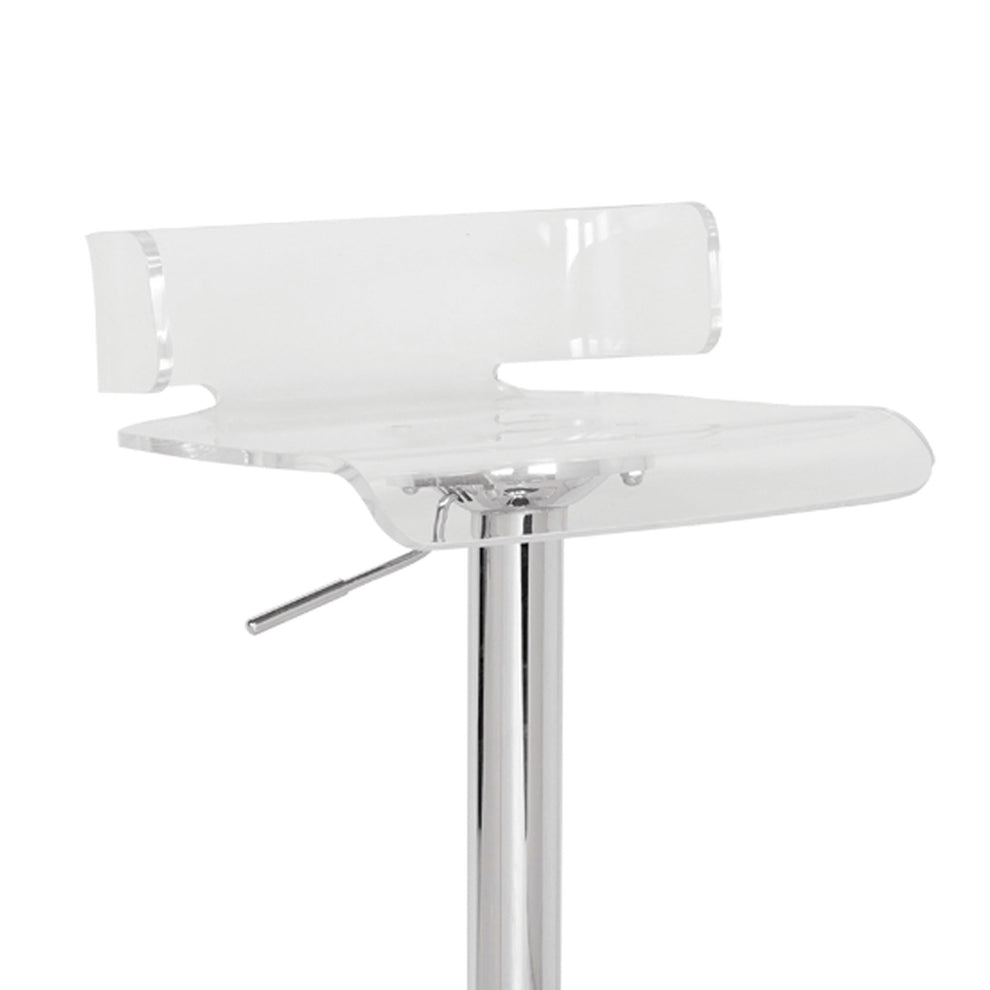 Smart Looking Adjustable Stool With Swivel, Clear & Chrome  By Benzara | Bar Stools |  Modishstore  - 4