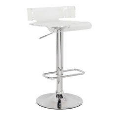 Smart Looking Adjustable Stool With Swivel, Clear & Chrome  By Benzara