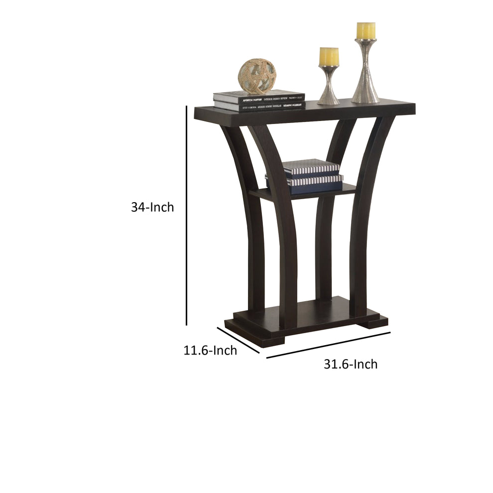 Wooden Console Table With 1 Shelf, Dark Espresso By Benzara | Console Tables |  Modishstore  - 4