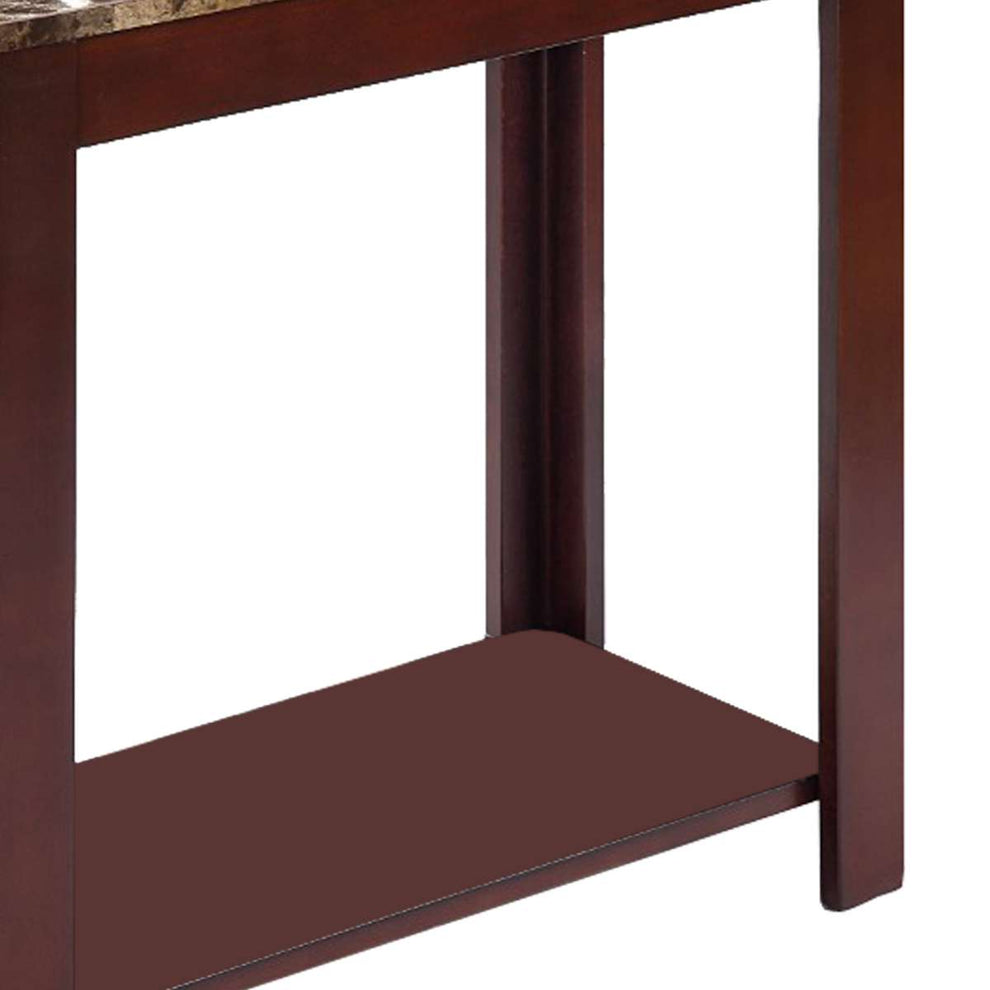 Impressive Chairside Table With Marble Top, Brown By Benzara | Side Tables |  Modishstore  - 6