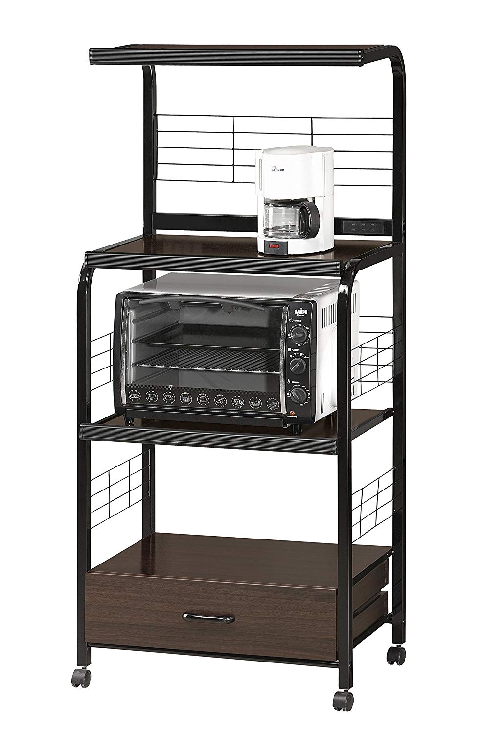 Wood And Metal Kitchen Cart On Casters, Brown And Black  By Benzara | TV Tray Tables |  Modishstore 