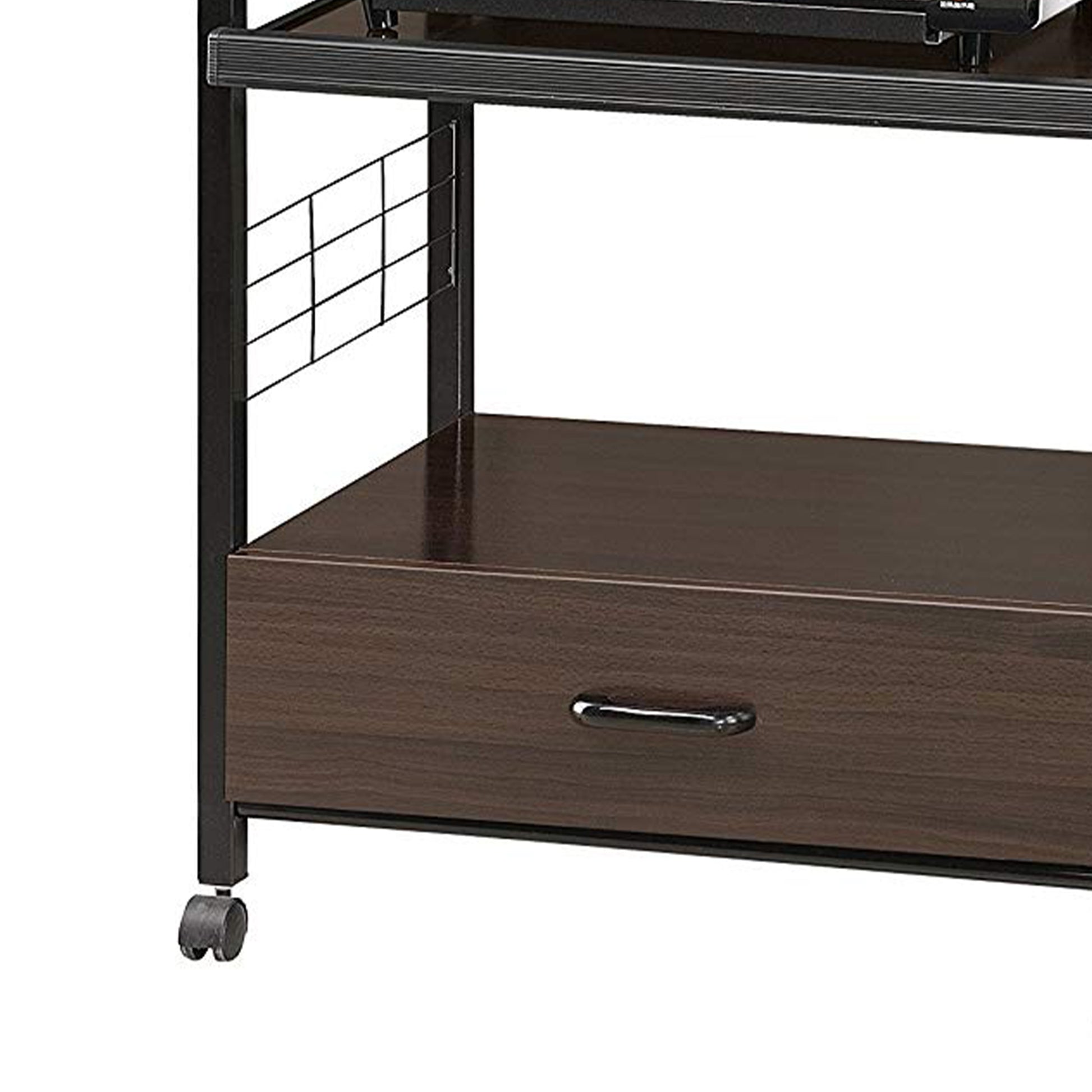 Wood And Metal Kitchen Cart On Casters, Brown And Black  By Benzara | TV Tray Tables |  Modishstore  - 4
