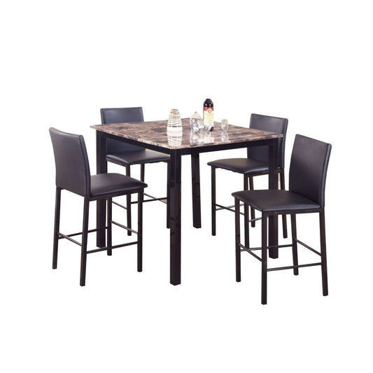 5-Piece Counter Height Dinette, Black/Brown  By Benzara | Dining Sets |  Modishstore 