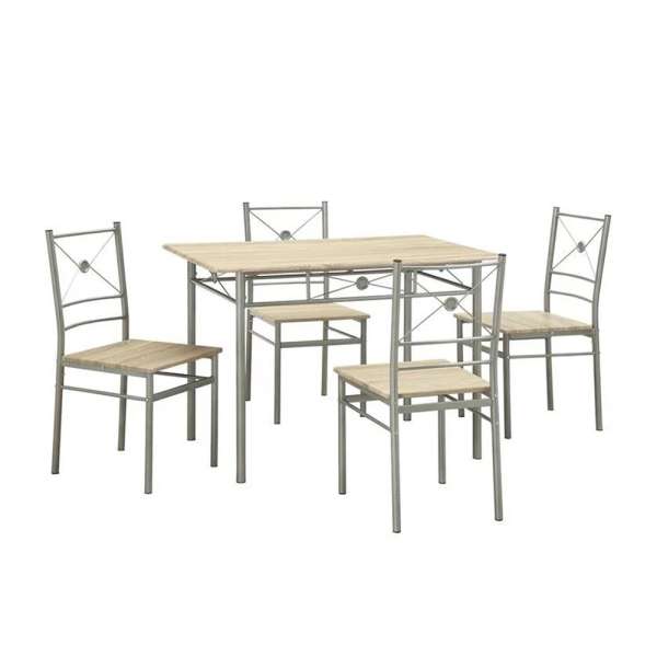 Sturdy Dining Table In A Set Of Five, Silver By Benzara | Dining Sets |  Modishstore  - 2