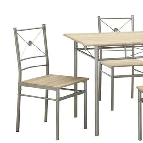 Sturdy Dining Table In A Set Of Five, Silver By Benzara | Dining Sets |  Modishstore  - 4