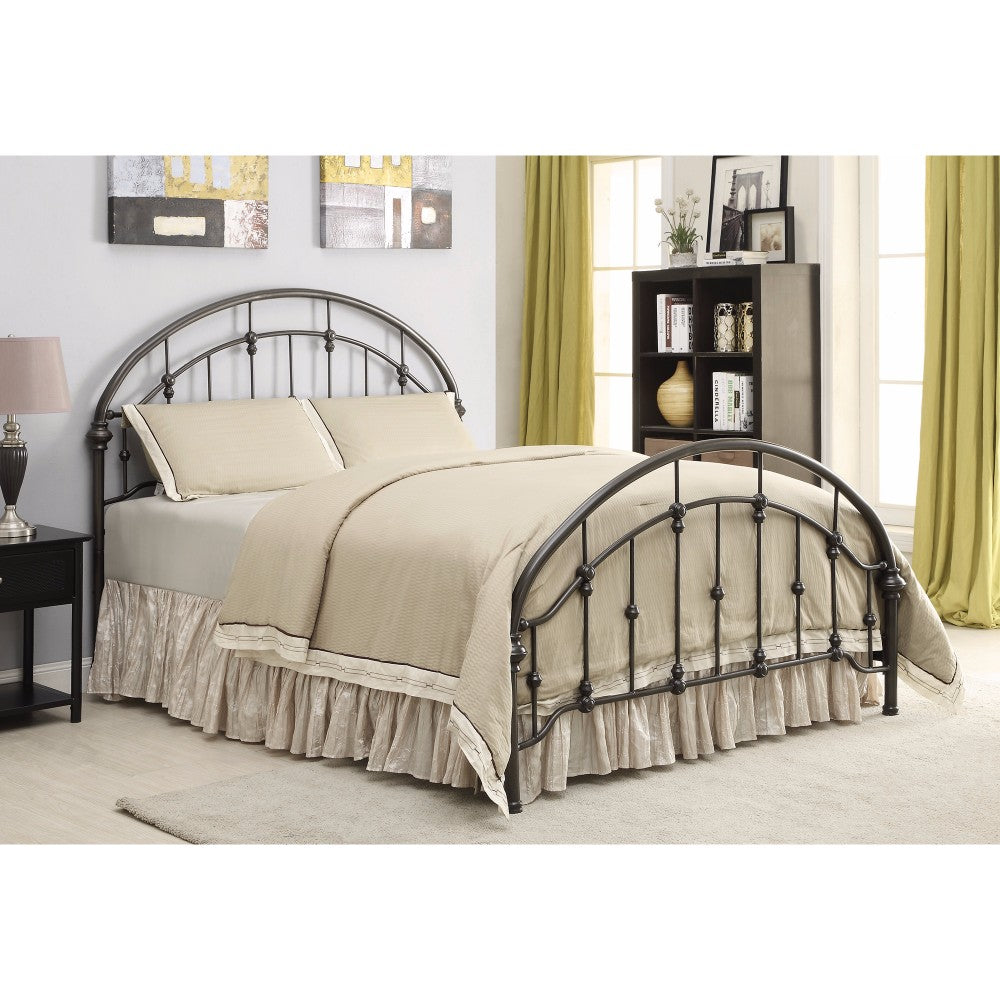 Fine Looking Metal Curved Queen Size Bed, Bronze By Benzara | Beds | Modishstore