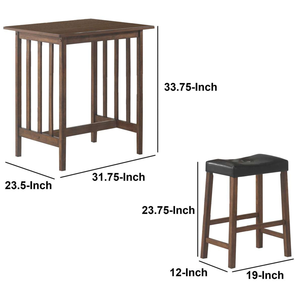 Contemporary Style 3 Piece Counter Height Set, Brown  By Benzara | Dining Sets |  Modishstore  - 6