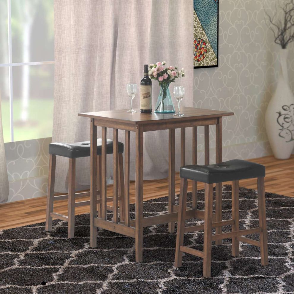 Contemporary Style 3 Piece Counter Height Set, Brown  By Benzara | Dining Sets |  Modishstore  - 2