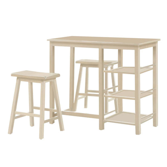 Spacious Counter Height Set, Off White, 3 Piece Pack  By Benzara | Dining Sets |  Modishstore 