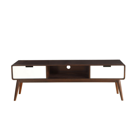 2 Drawer Tv Stand With Splayed Legs, White And Brown  By Benzara | TV Stands |  Modishstore 