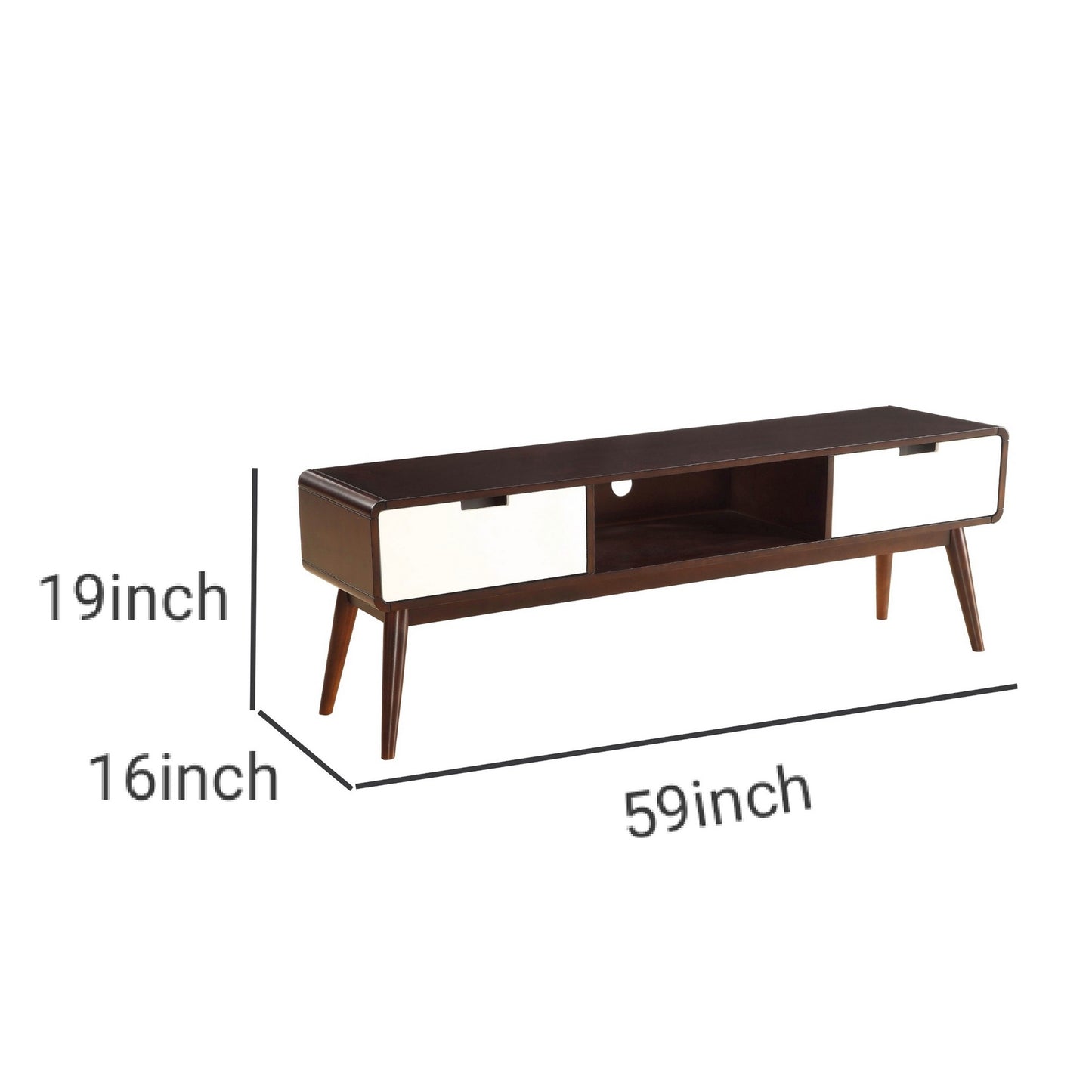2 Drawer Tv Stand With Splayed Legs, White And Brown  By Benzara | TV Stands |  Modishstore  - 4