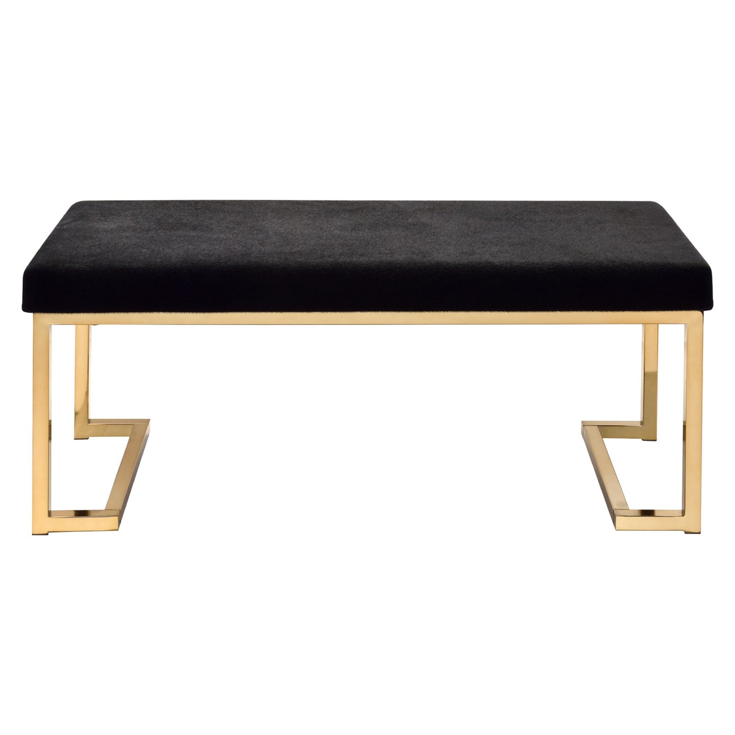 Fabric Bench With Metal Tubular Base, Gold And Black  By Benzara | Stools & Benches |  Modishstore  - 4