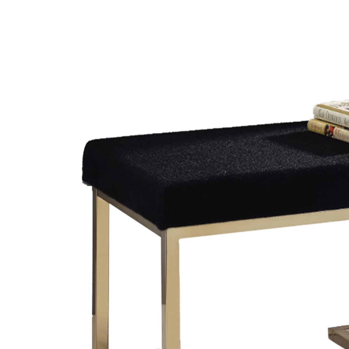Astonishing Ottoman, Black Fabric & Gold  By Benzara | Ottomans |  Modishstore  - 3