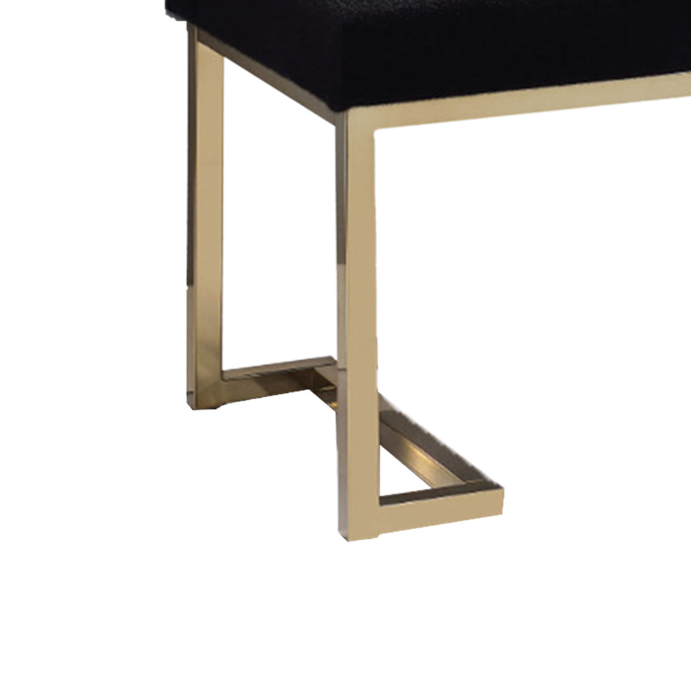 Astonishing Ottoman, Black Fabric & Gold  By Benzara | Ottomans |  Modishstore  - 5