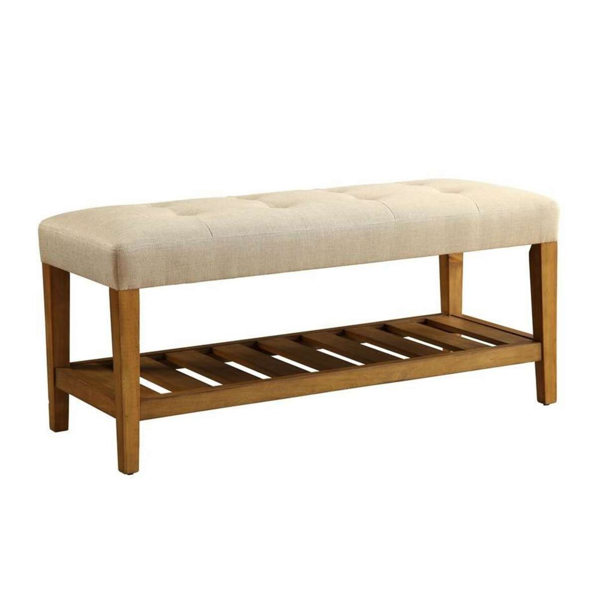 Wooden Bench, Beige & Oak  By Benzara | Stools & Benches |  Modishstore 