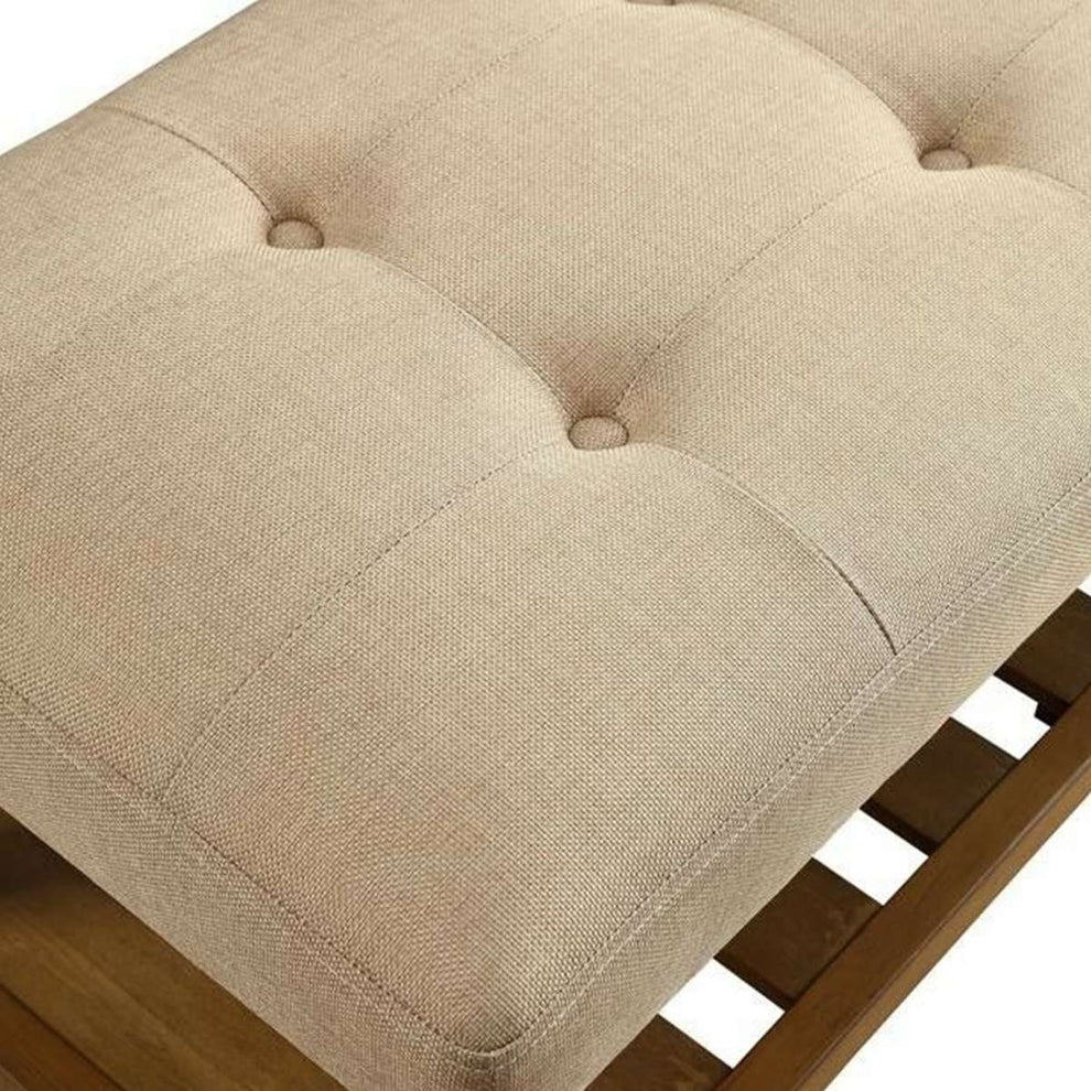 Wooden Bench, Beige & Oak  By Benzara | Stools & Benches |  Modishstore  - 3