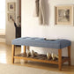 Wooden Bench, Blue & Oak  By Benzara | Stools & Benches |  Modishstore 
