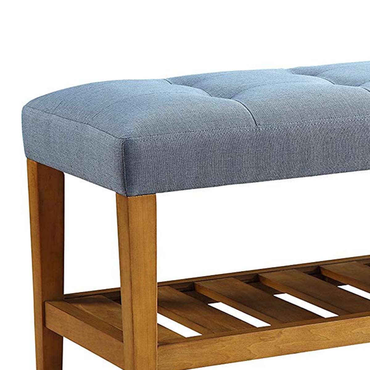 Wooden Bench, Blue & Oak  By Benzara | Stools & Benches |  Modishstore  - 3
