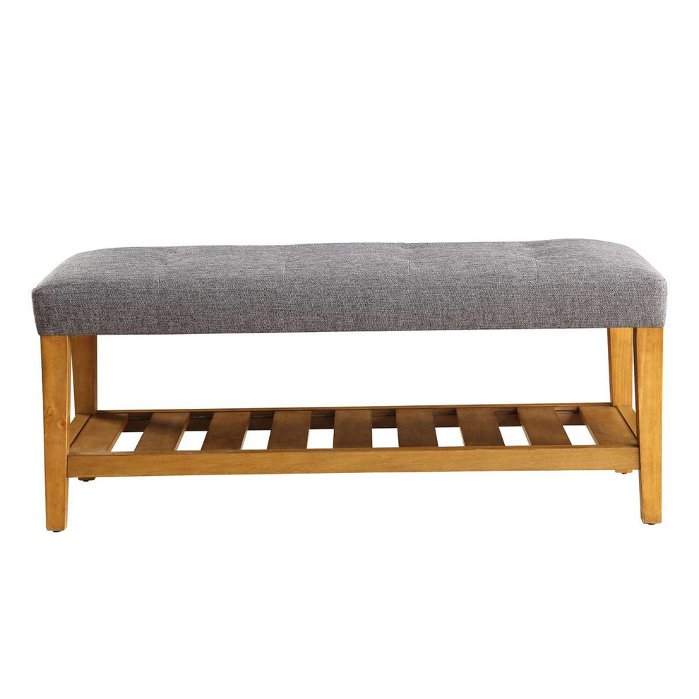 Wooden Bench, Gray & Oak  By Benzara | Stools & Benches |  Modishstore  - 4