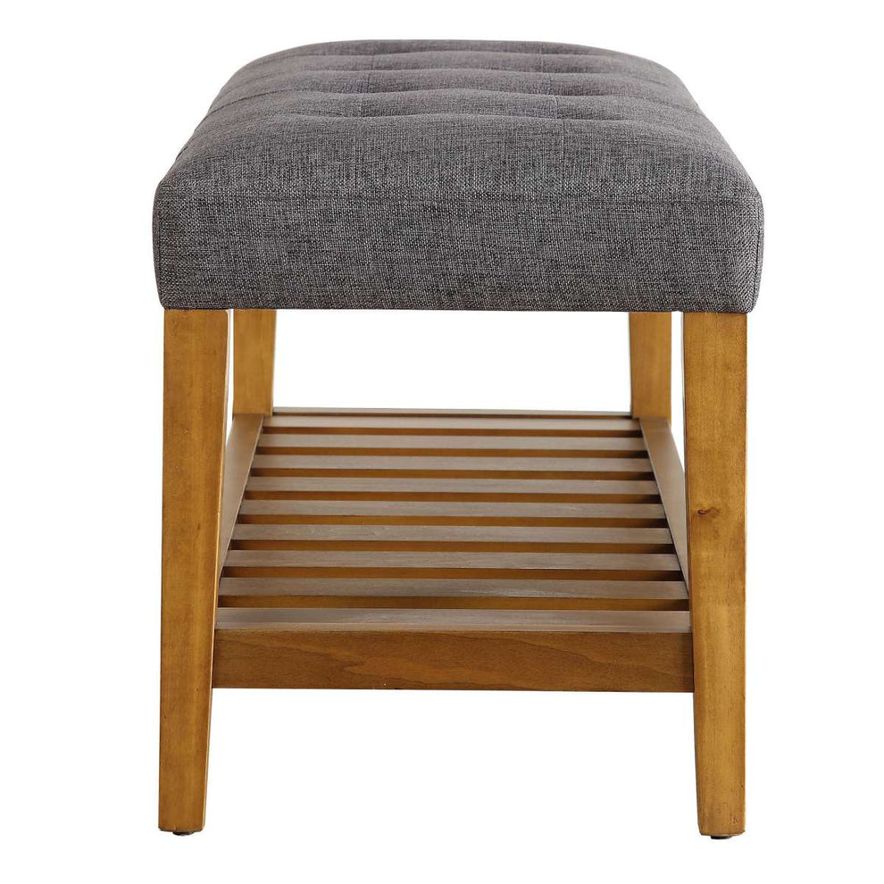 Wooden Bench, Gray & Oak  By Benzara | Stools & Benches |  Modishstore  - 3