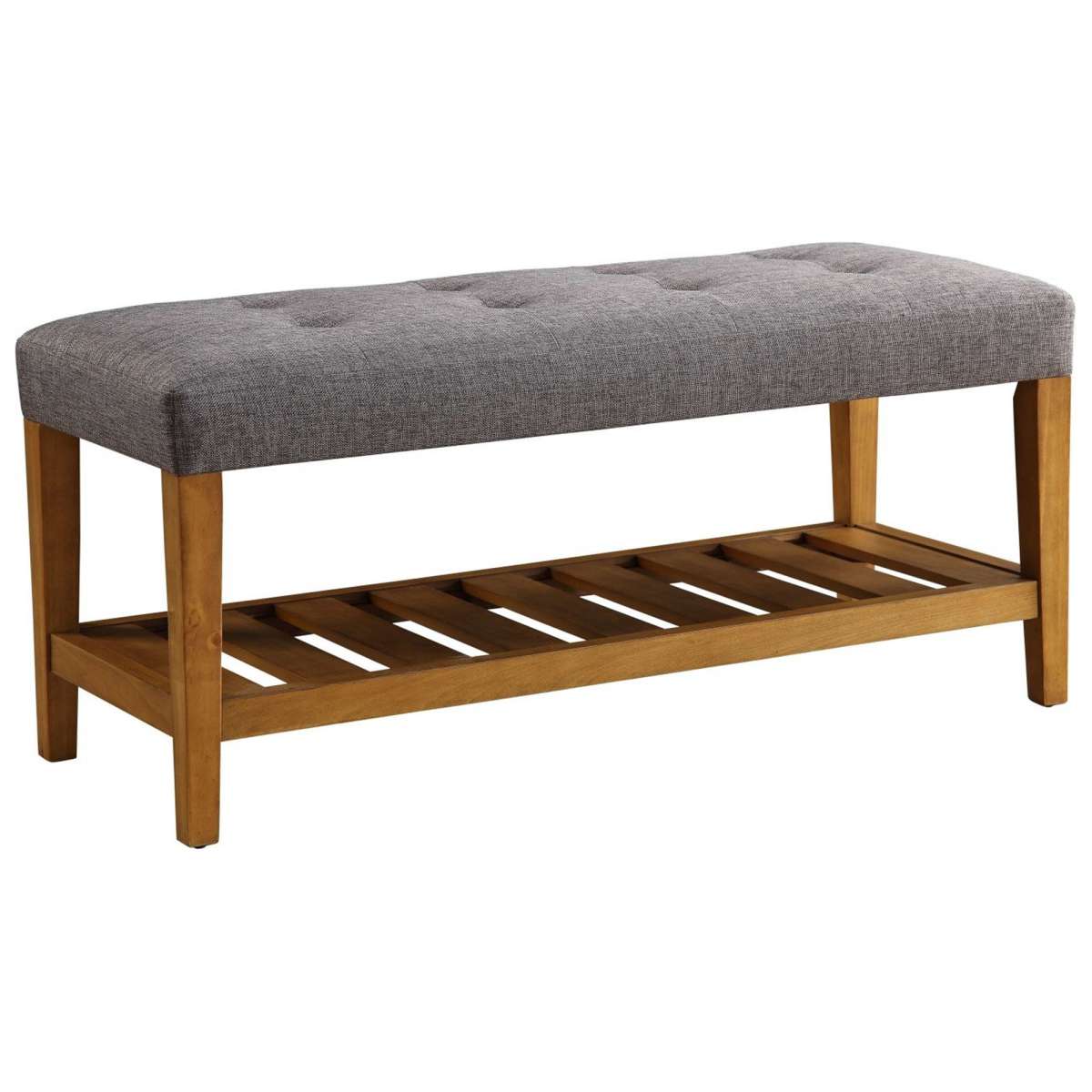 Wooden Bench, Gray & Oak  By Benzara | Stools & Benches |  Modishstore 