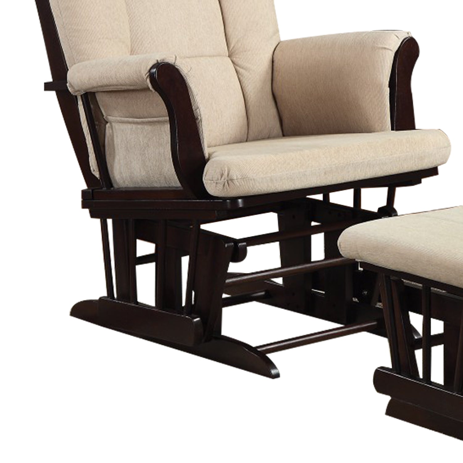 Functionally Appealing Glider Chair With Ottoman, Beige By Benzara | Lounge Chairs |  Modishstore  - 3