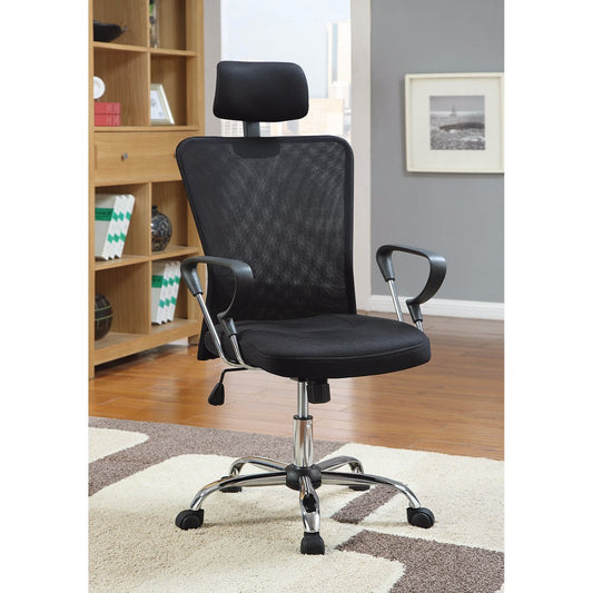 Designer Executive Mesh Chair With Adjustable Headrest, Black  By Benzara | Office Chairs |  Modishstore 