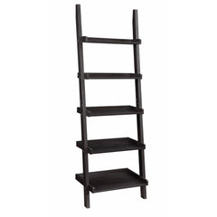 Sleek Wooden Ladder Bookcase With 5 Shelves, Brown By Benzara