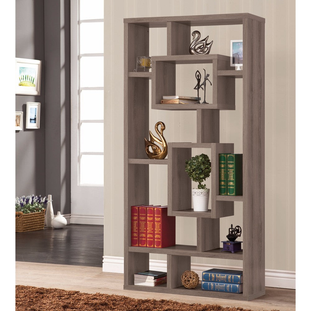 Splendid Geometric Cubed Rectangular Bookcase, Gray  By Benzara | Bookcases |  Modishstore 