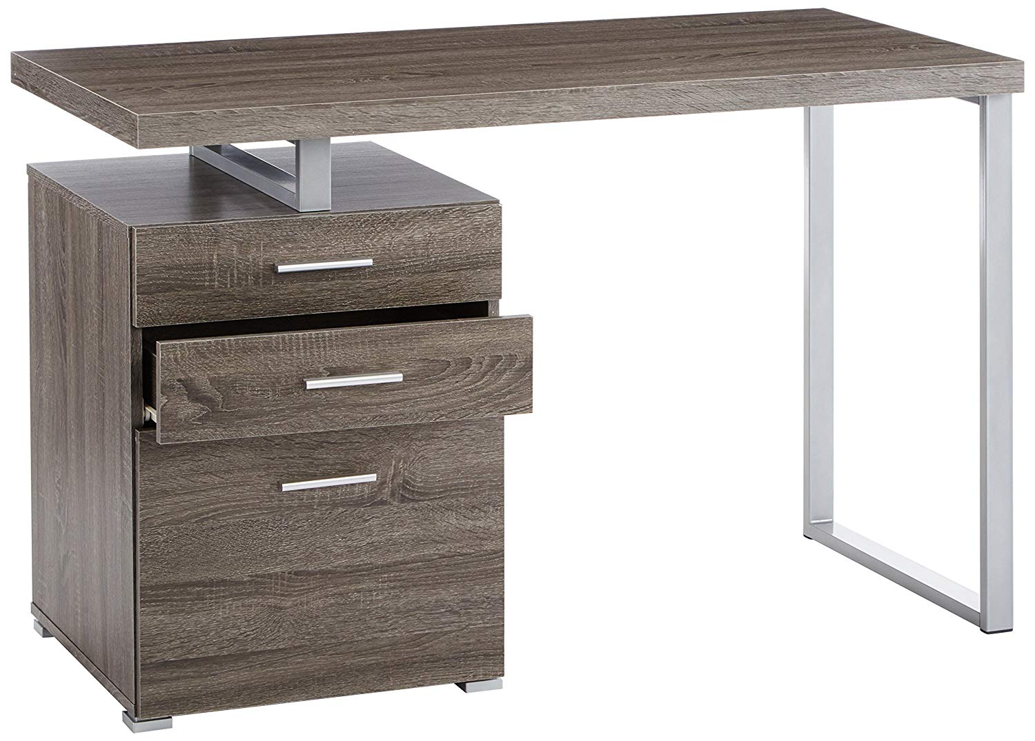 Modish Office Desk With File Drawer, Gray  By Benzara | Desks |  Modishstore  - 4