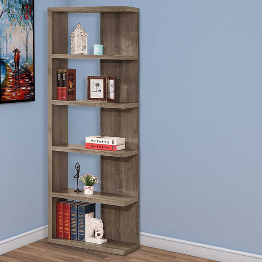Spacious Semi-Backless Wooden Bookcase, Gray  By Benzara | Bookcases |  Modishstore 