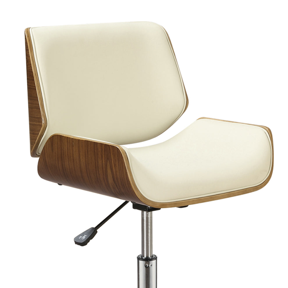 Contemporary Small-Back Home Office Chair, Beige/Walnut  By Benzara | Office Chairs |  Modishstore  - 4