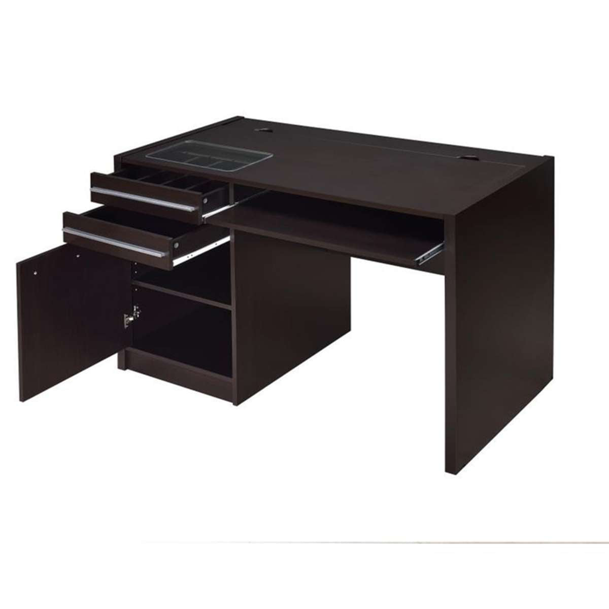 Contemporary Wooden Connect-It Computer Desk, Brown  By Benzara | Desks |  Modishstore  - 5